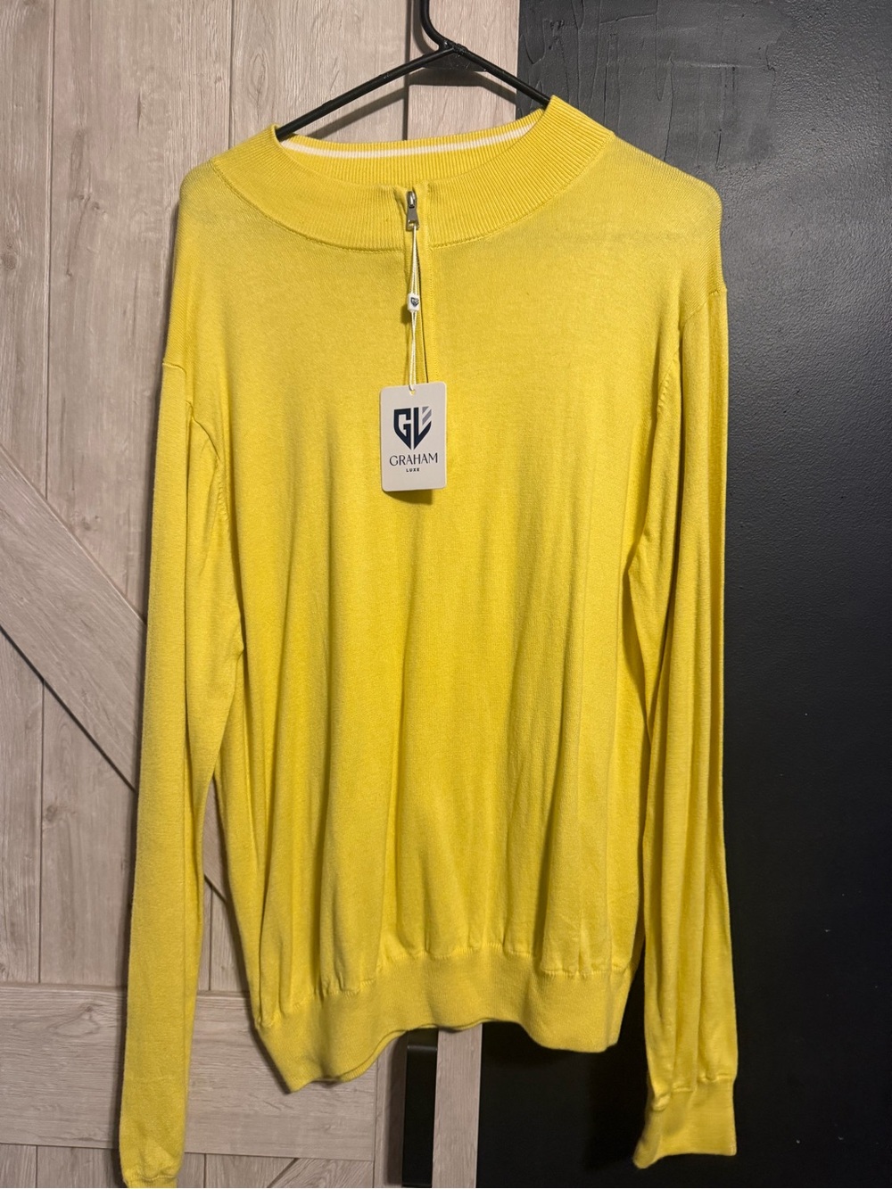 Graham Men’s Yellow Zip-Front Cardigan XL Sweater